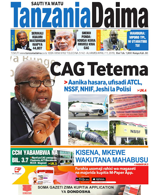 KUTOKA MAGAZETINI YA LEO APRILI 11, 2019