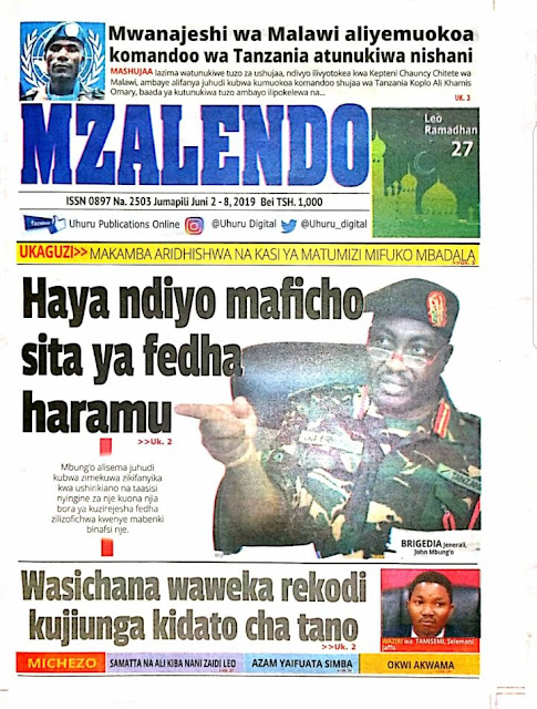 MAGAZETI YA LEO JUMAPILI, JUNI 2, 2019
