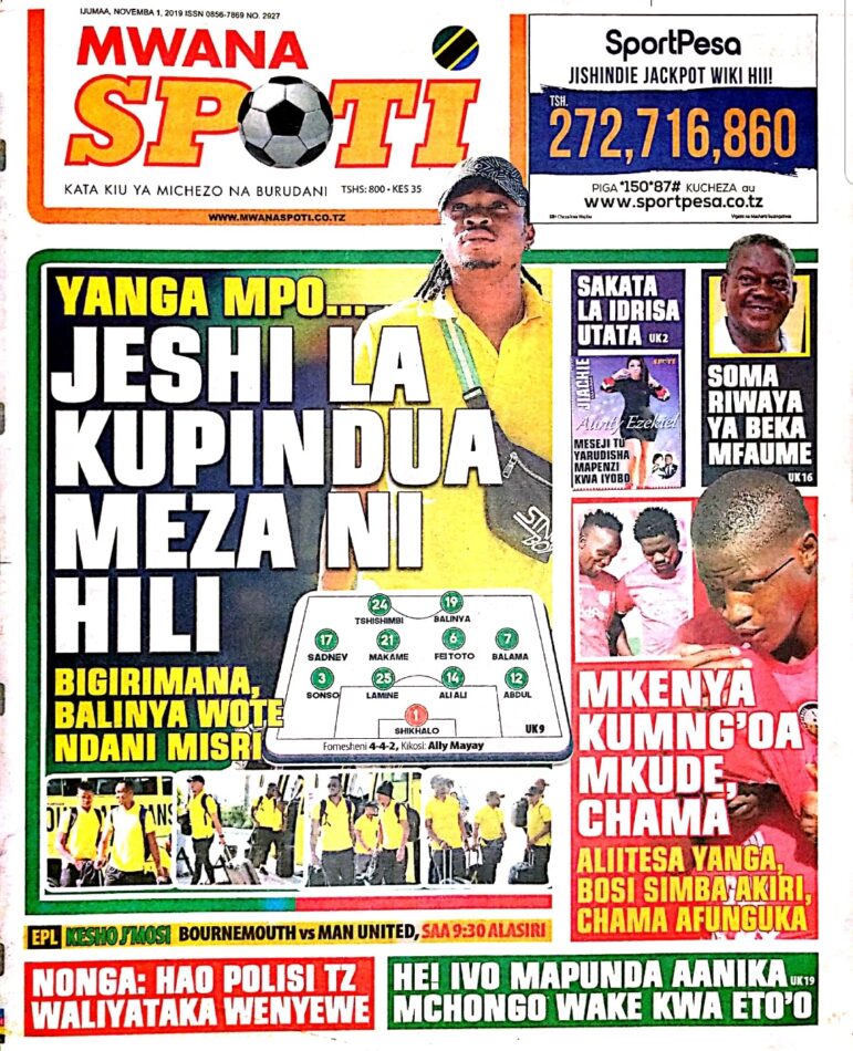 IMEKULETEA VICHWA VYA HABARI MAGAZETI YA LEO NOVEMBA 1,2019