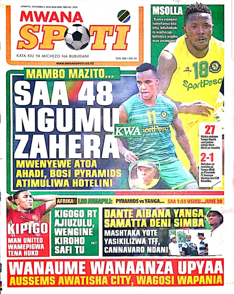 IMEKULETEA VICHWA VYA HABARI MAGAZETI YA LEO NOVEMBA 3,2019