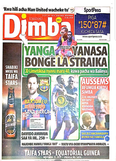 IMEKULETEA VICHWA VYA HABARI MAGAZETI YA LEO NOVEMBA 13,2019