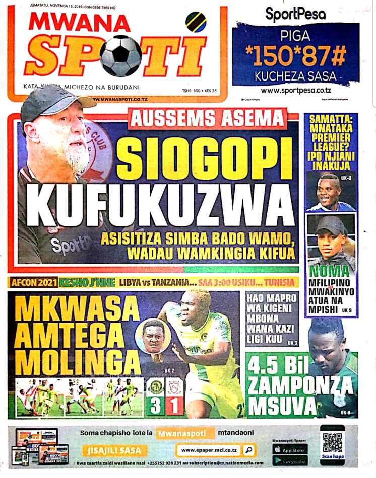 IMEKULETEA VICHWA VYA HABARI MAGAZETI YA LEO NOVEMBA 18,2019