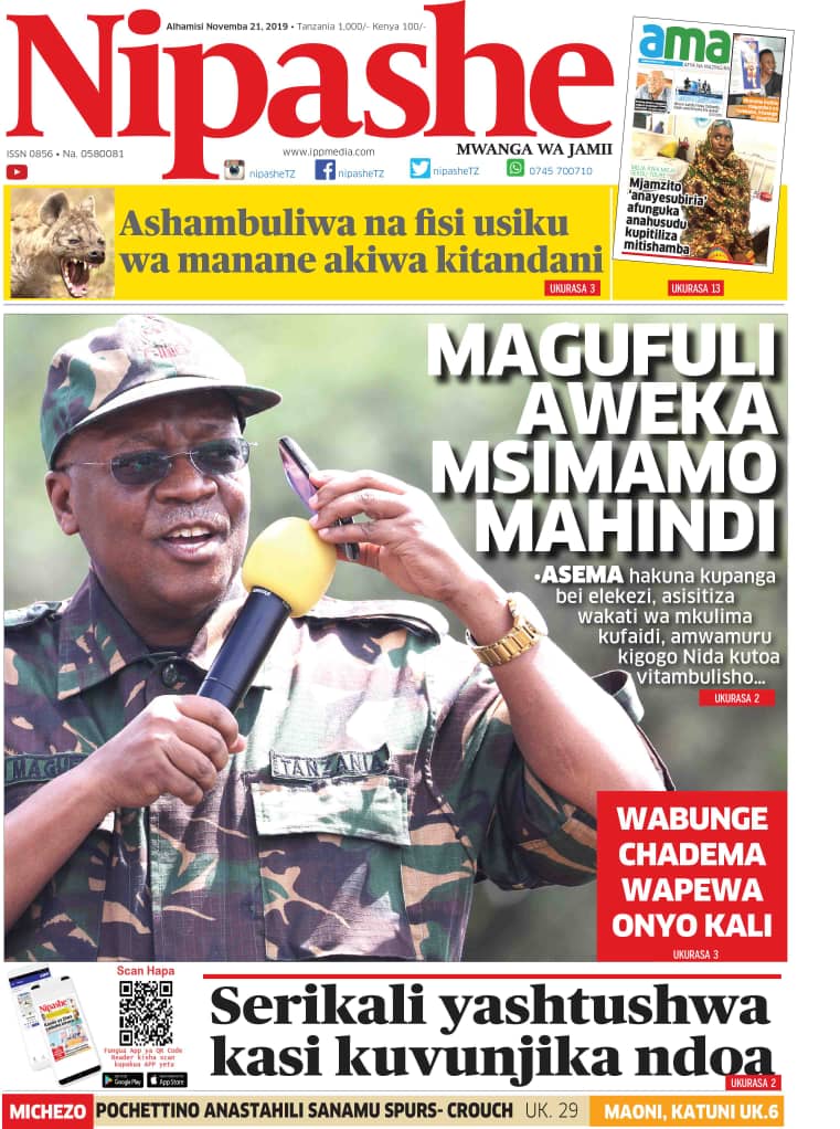 IMEKULETEA VICHWA VYA HABARI MAGAZETI YA LEO NOVEMBA 21,2019