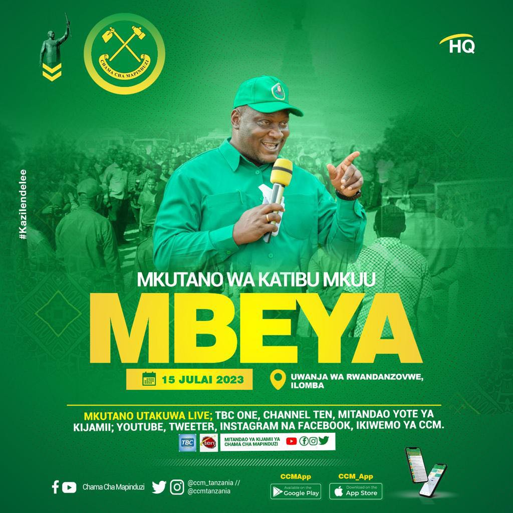 Katibu Mkuu CCM Daniel Chongolo Kuliteka Jiji la Mbeya, Atanguruma Kuanzia Saa Saba Mchana leo
