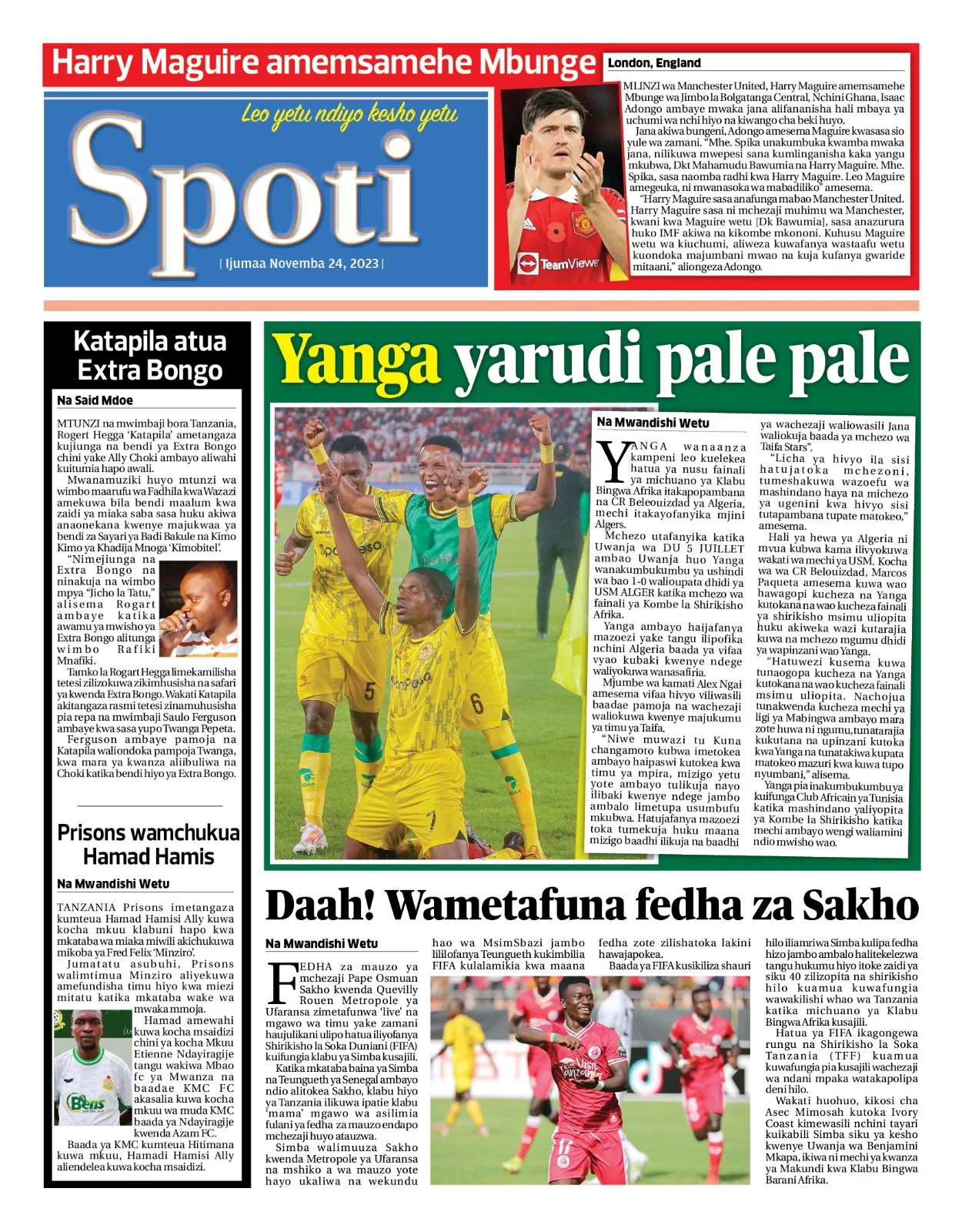 Haya Hapa Magazeti ya Leo Tarehe 24 November 2023