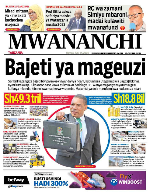 Haya Hapa Magazeti ya Leo 14 June 2024