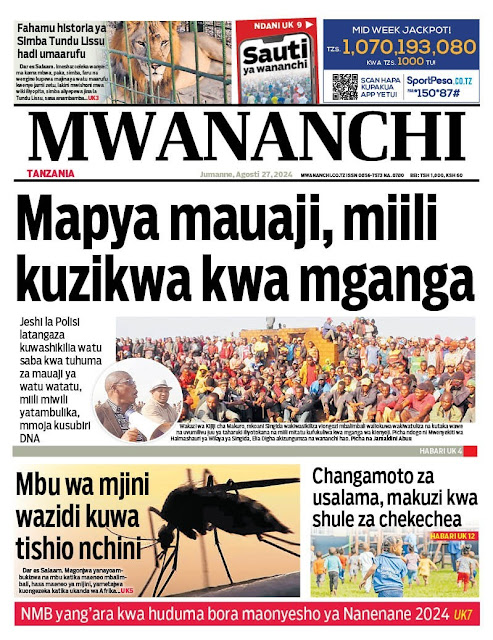Haya Hapa Magazeti ya Leo Tarehe 27 August 2024
