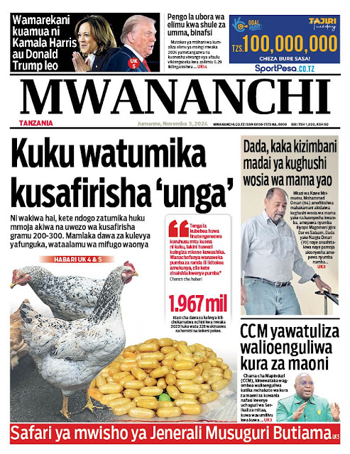Soma   Hapa Magazeti ya Leo Jumanne  05 Novemba  2024