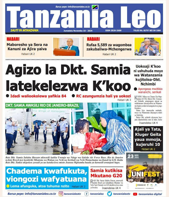 Haya Hapa Magazeti ya Leo Tarehe 18 November 2024