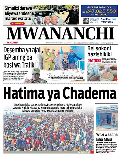 Soma Hapa Magazeti ya Leo Jumatatu 23 Disemba 2024 -Masama Blog