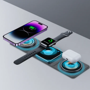 3 IN 1 Magnetic Folding Wireless Charger Station For IPhone Transparent Fast Charging For IWatch And Airpods