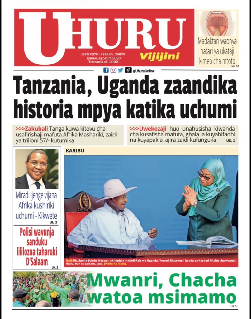 Magazeti ya leo Ijumaa 07 Agosti 2026